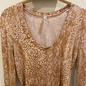 Free people golden yellow snake print bodysuit M